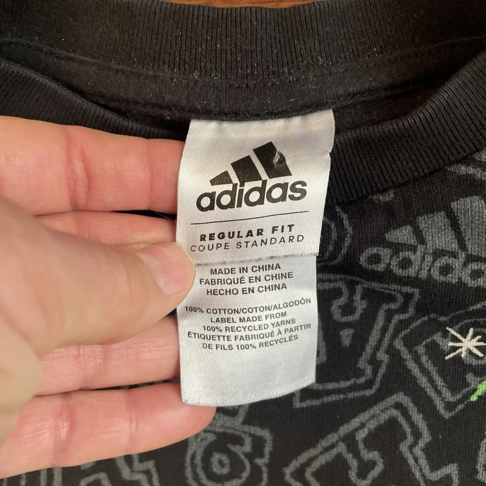 Adidas Kids All Over Print Thin Sweatshirt‎ Shirt Crewneck Cotton Size 5